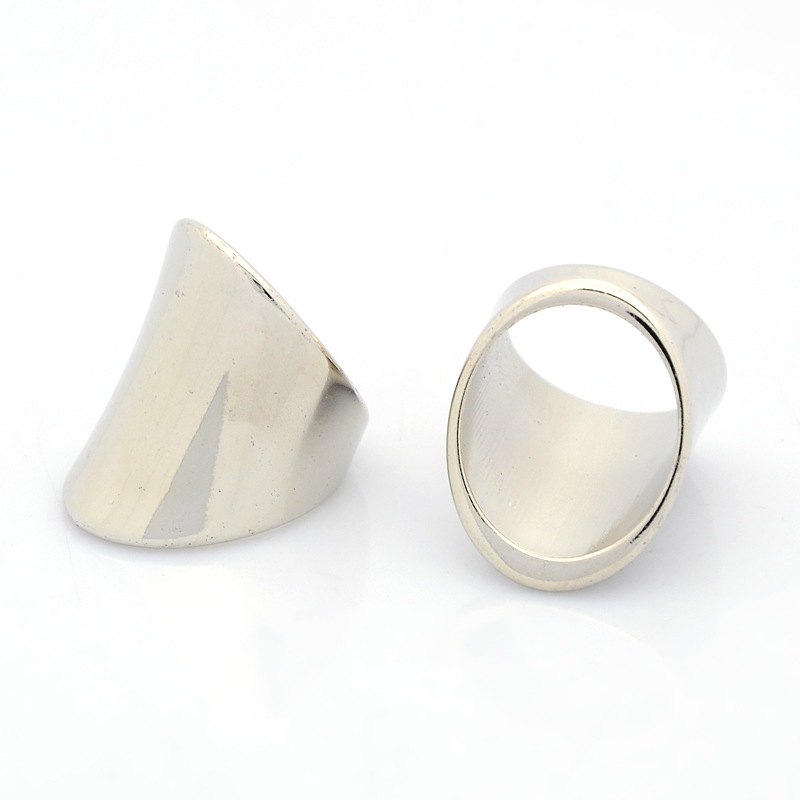 PandaHall CCB Plastic Wide Band Rings, Platinum, 16x5~27mm Acrylic