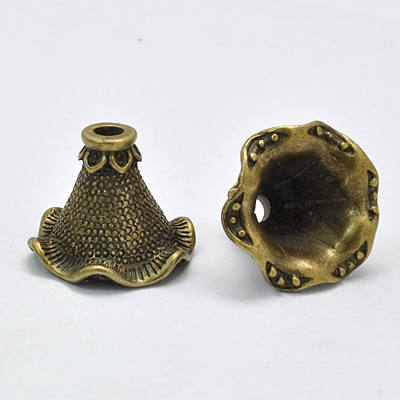 PandaHall Tibetan Style Bead Caps, Cadmium Free & Lead Free, Flower, Antique Bronze Color, 22x21x17mm, Hole: 3.5mm, about 160pcs/1000g Alloy
