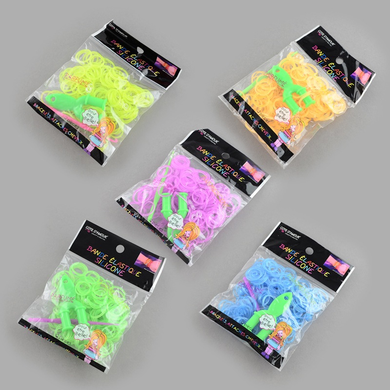 PandaHall Order Luck Bag for Order Weight is 9500g~10000g, Neon Rubber Loom Bands Accessories, Mixed Color, 110x90x13mm Rubber Multicolor