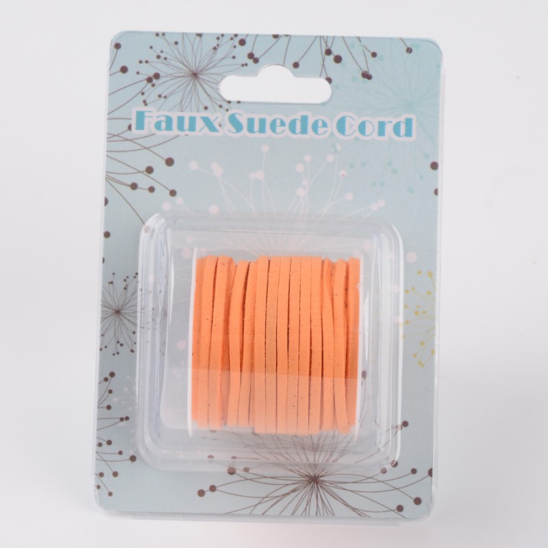 PandaHall 3x1.5mm Teal Flat Faux Suede Cord, Faux Suede Lace, DarkOrange, about 5m/roll Suede Orange