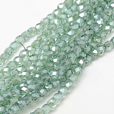 PandaHall Electroplate Glass Beads Strands, Half Plated, Faceted, Cube, DarkSeaGreen, 4x4x4mm, Hole: 1mm, about 100pcs/strand, 15.7" Cube...