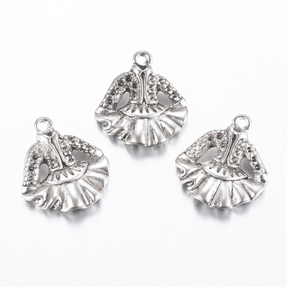 PandaHall Alloy Clothes Pendant Rhinestone Settings, Lead Free and Cadmium Free, Antique Silver Color, about 20mm wide, 22mm long, 3mm thick...