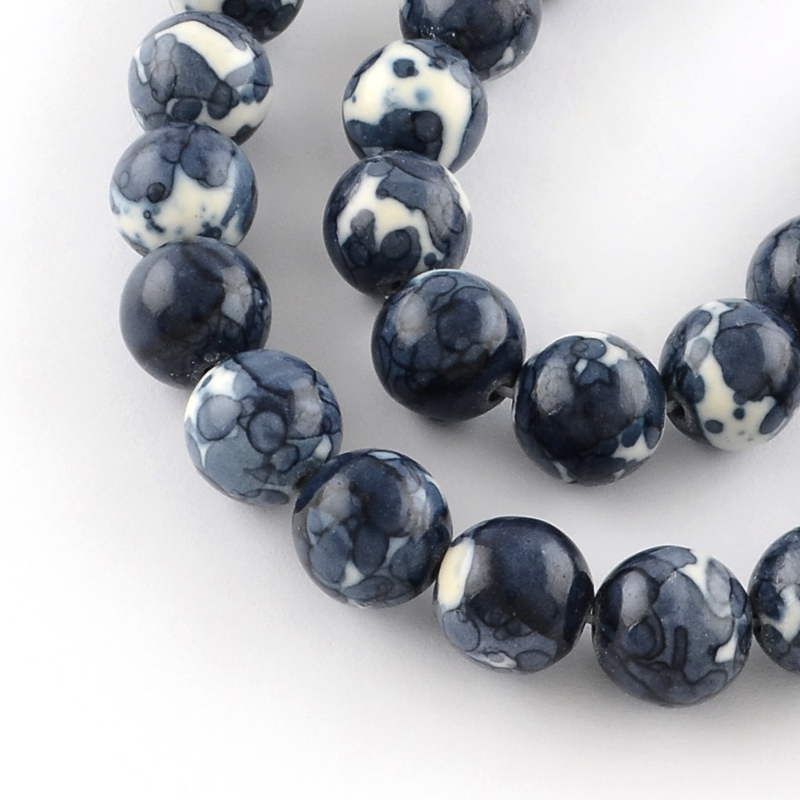 PandaHall Dyed Natural White Jade Round Bead Strands, PrussianBlue, 10mm, Hole: 1mm; about 40pcs/strand, 14.9" White Jade Round Blue