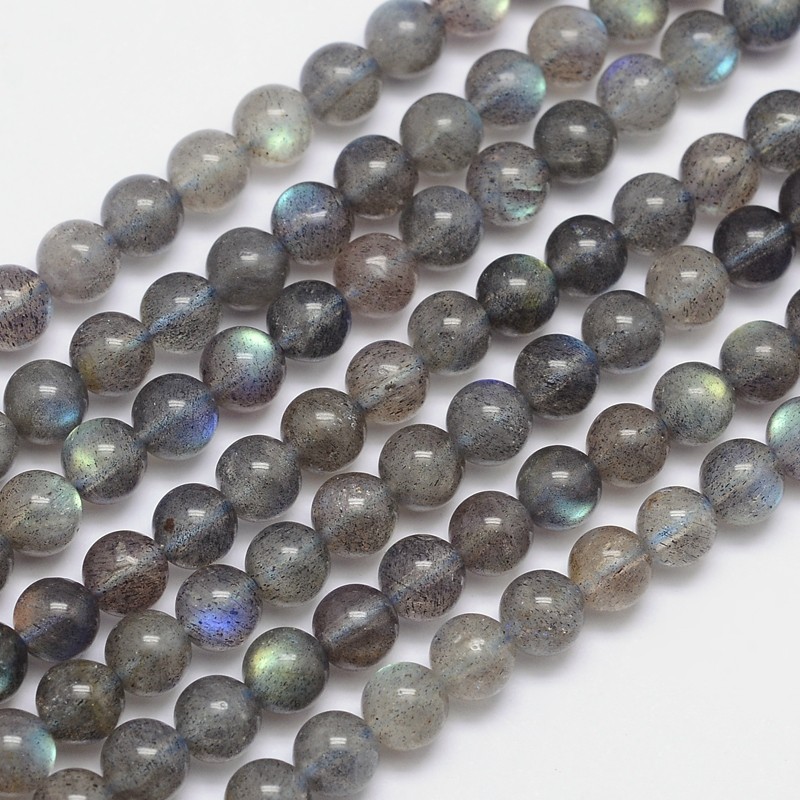 PandaHall Natural Labradorite Round Bead Strands, 6mm, Hole: 1mm; about 66pcs/strand, 15.5" Labradorite Round Gray