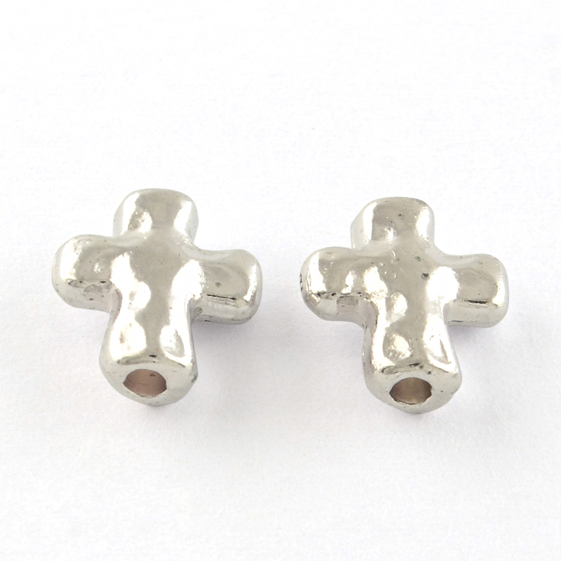 PandaHall Cross Tibetan Style Alloy Beads, Lead Free & Cadmium Free, Antique Silver, 10x9x4mm, Hole: 1.5mm; about 1000pcs/1000g Alloy Cross