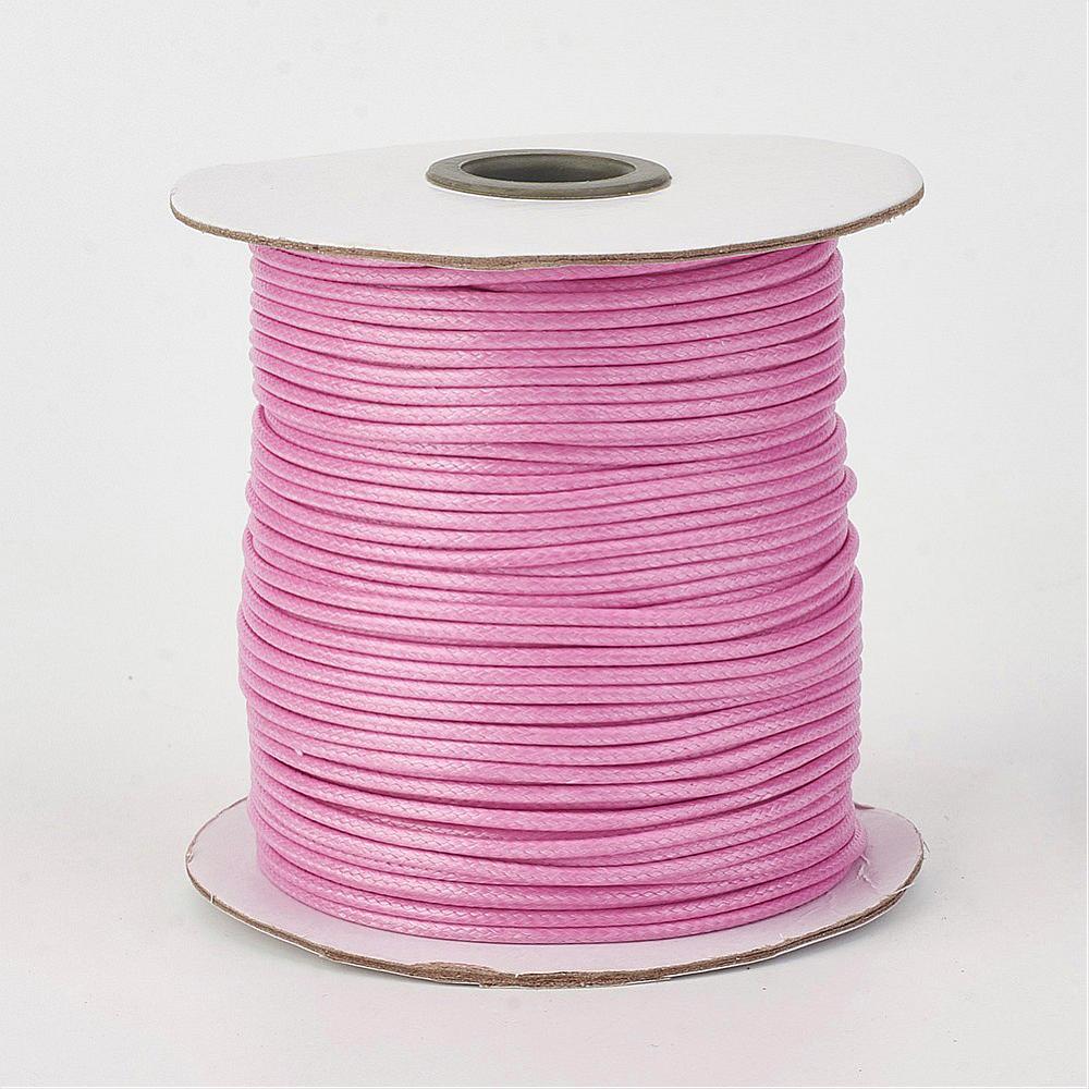PandaHall Environmental Korean Waxed Polyester Cord, PearlPink, 1mm; about 200yards/roll(182.88m/roll) Waxed Polyester Cord Pink