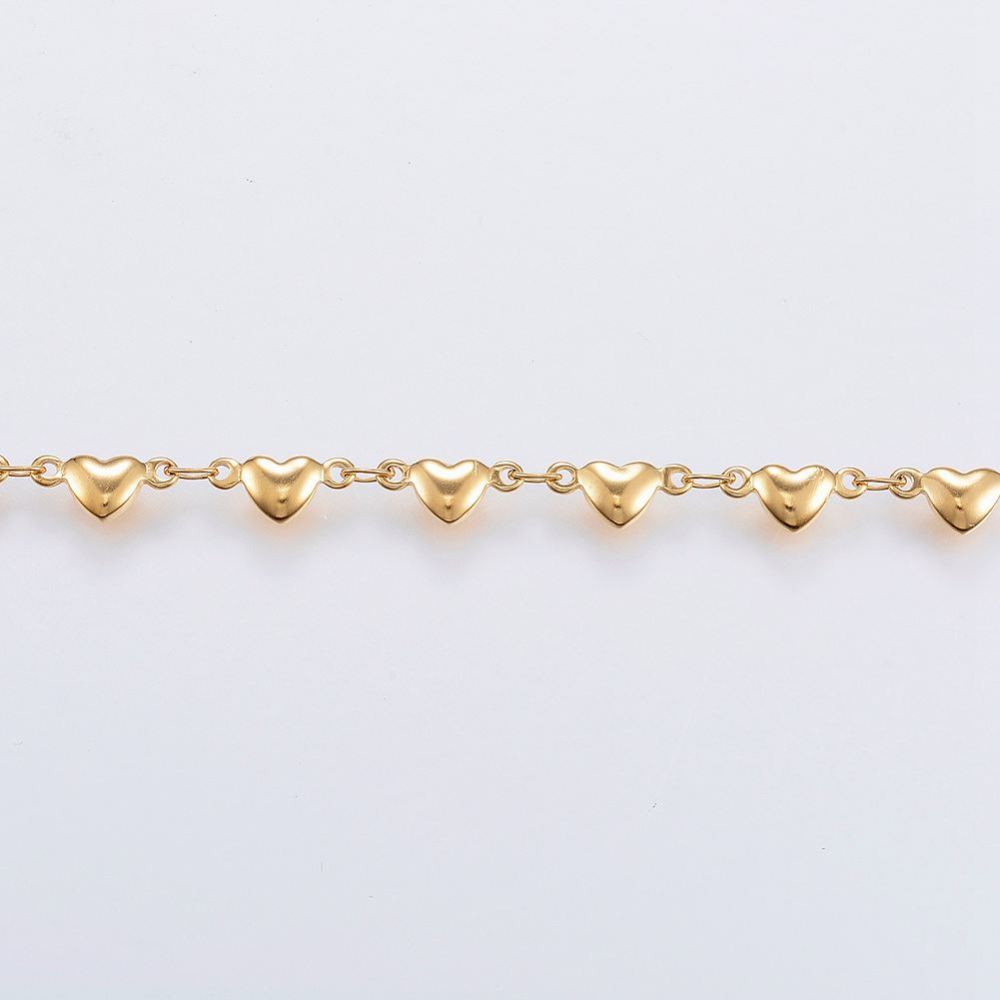 PandaHall 304 Stainless Steel Bar Link Chains, with Spool, Heart, Golden, 10x5x2mm; about 10m/roll Stainless Steel