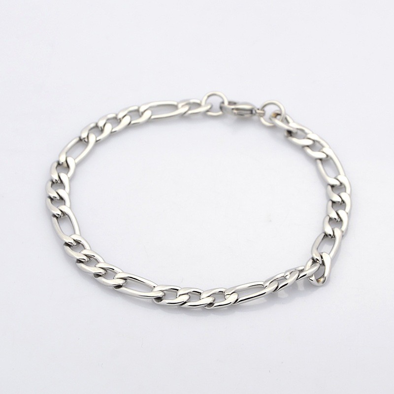 PandaHall 304 Stainless Steel Figaro Chain Bracelets, with Lobster Claw Clasps, Stainless Steel Color, 8-1/4"(210mm); 6x2mm Stainless Steel