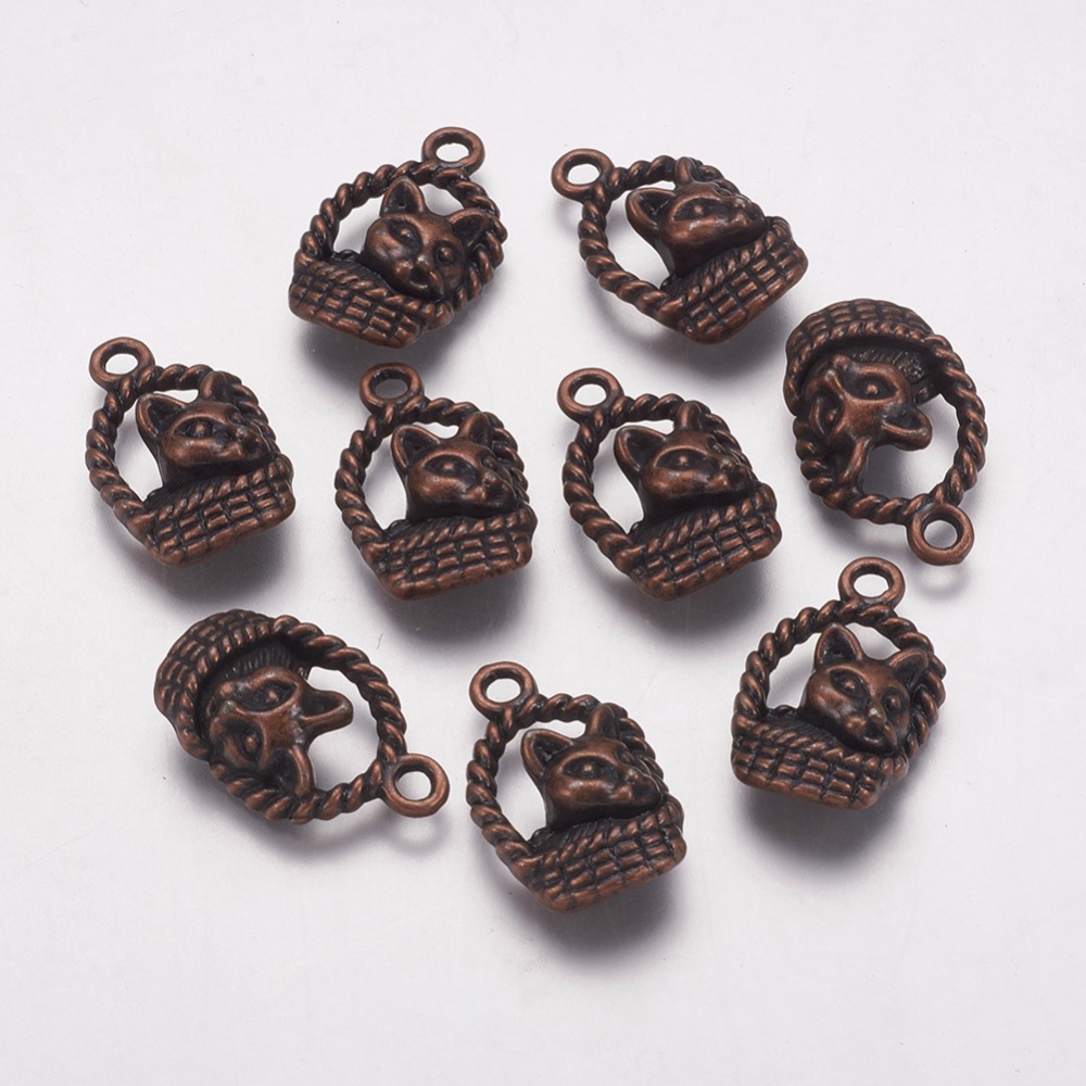 PandaHall Tibetan Style Pendants, Lead Free & Cadmium Free & Nickel Free, Dog, Red Copper Color, about 22mm long, 14mm wide, 4mm thick, hole...