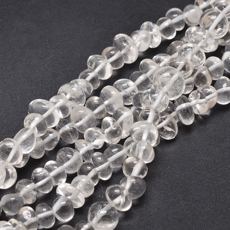 PandaHall Natural Quartz Crystal Gemstone Nuggets Bead Strands, 6~10x9~12x8~10mm, Hole: 1mm; about 15.3"~15.7" Quartz Crystal Nuggets