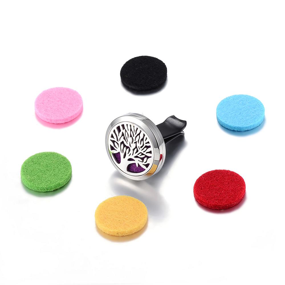 PandaHall 316 Stainless Steel Car Diffuser Locket Clips, with Perfume Pad and Magnetic Clasps, Flat Round with Tree, Mixed Color, 30x7mm...