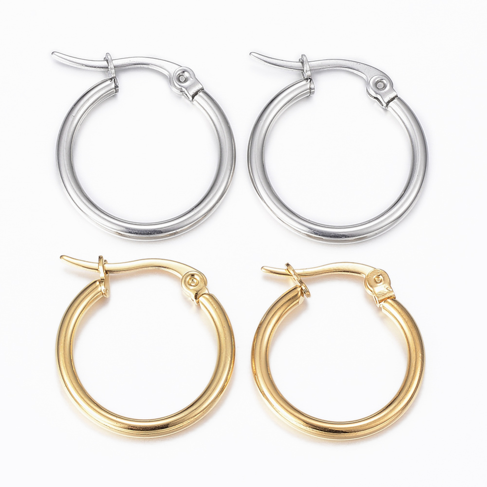 PandaHall 304 Stainless Steel Hoop Earrings, Mixed Color, 20x19x2mm; Pin:1x0.8mm Stainless Steel Multicolor