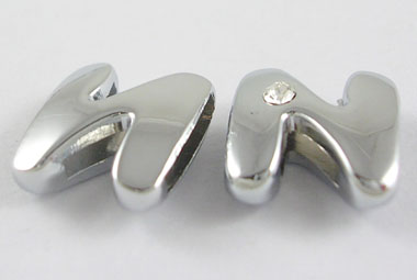 PandaHall Alloy Rhinestone Initial Letter.N Silde Charms Fit DIY Wristbands & Bracelets, Nickel Free, about 12mm long, hole: about 8.2x0.8mm...