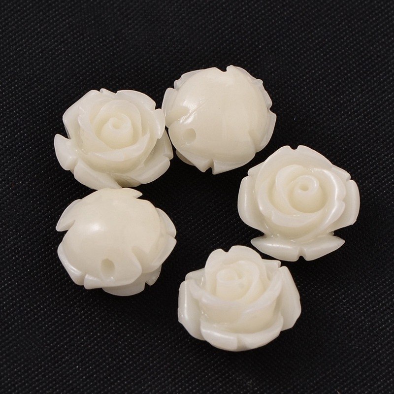 PandaHall Synthetic Coral Beads, Flower, Nice For Jewelry DIY Making, Dyed, White, about 11mm wide, 11mm long, 8mm thick, hole: 0.5mm...