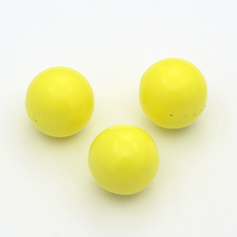 PandaHall No Hole Spray Painted Brass Round Ball Chime Beads, Fit Cage Pendants, Yellow, 14mm Brass Round Yellow
