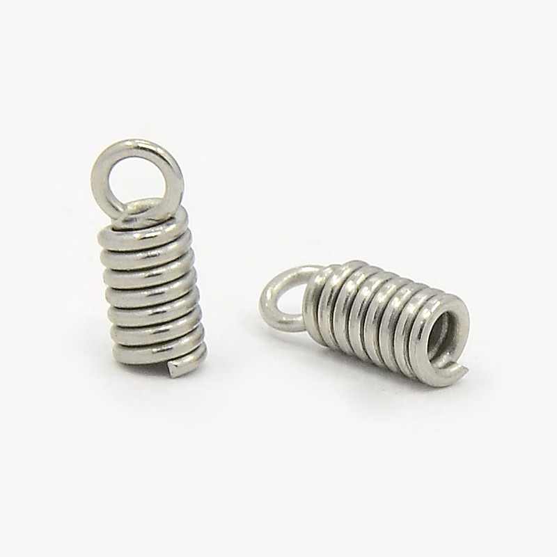 PandaHall Stainless Steel Terminators, Cord Coil, 8.5x4mm, Hole: 2mm Stainless Steel