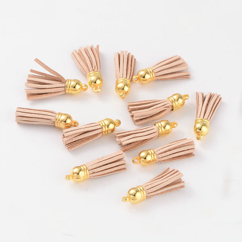 PandaHall Suede Tassels, with CCB Plastic Findings, Nice for DIY Earring or Cell Phone Straps Making, BlanchedAlmond, 38x10mm, Hole: 2mm...