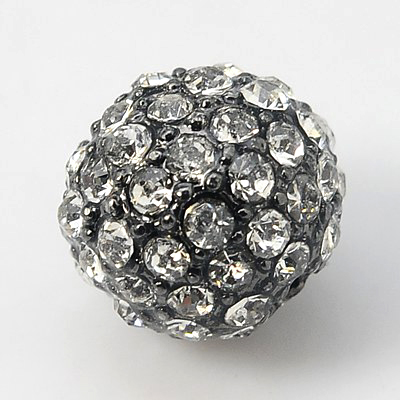 PandaHall Alloy Rhinestone Beads, Grade A, Round, Gunmetal, Crystal, 12mm, Hole: 2mm Alloy+Rhinestone Round