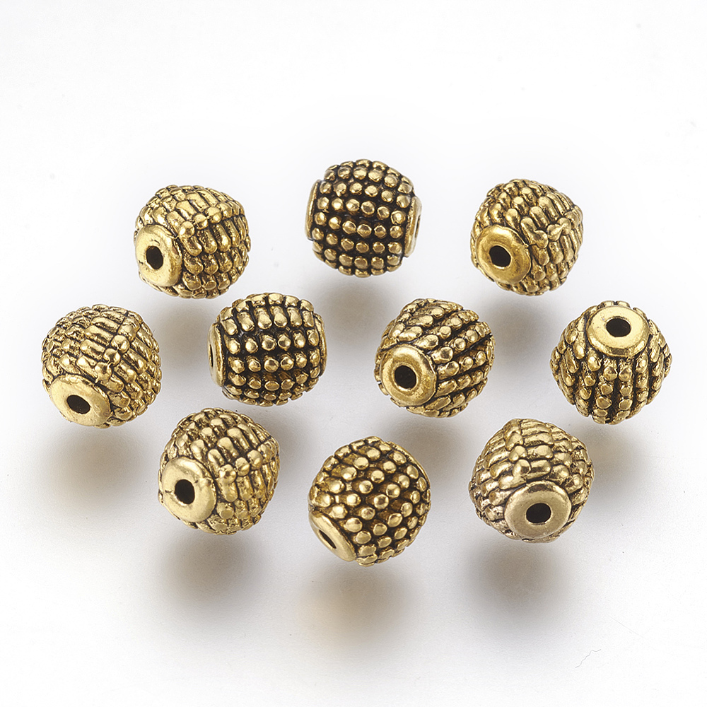 PandaHall Tibetan Style Beads, Lead Free & Cadmium Free & Nickel Free, Round, Antique Golden, Size: about 9mm in diameter, hole: 2mm Alloy...
