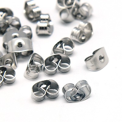 PandaHall 304 Stainless Steel Ear Nuts Earrings Backs, 304 Stainless Steel, 5x3.5x2mm, Hole: 1mm Stainless Steel