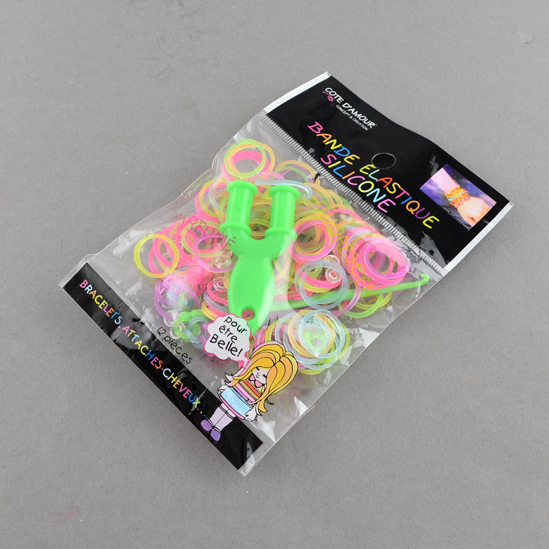 PandaHall Order Luck Bag for Order Weight is 9500g~10000g, Neon Rubber Loom Bands Accessories, Colorful, 110x90x13mm Rubber