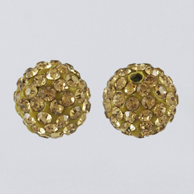PandaHall Pave Disco Ball Beads, Polymer Clay Rhinestone Beads, Round, Light Colorado Topaz, 10mm, Hole: 1.5mm Polymer Clay+Glass Rhinestone...