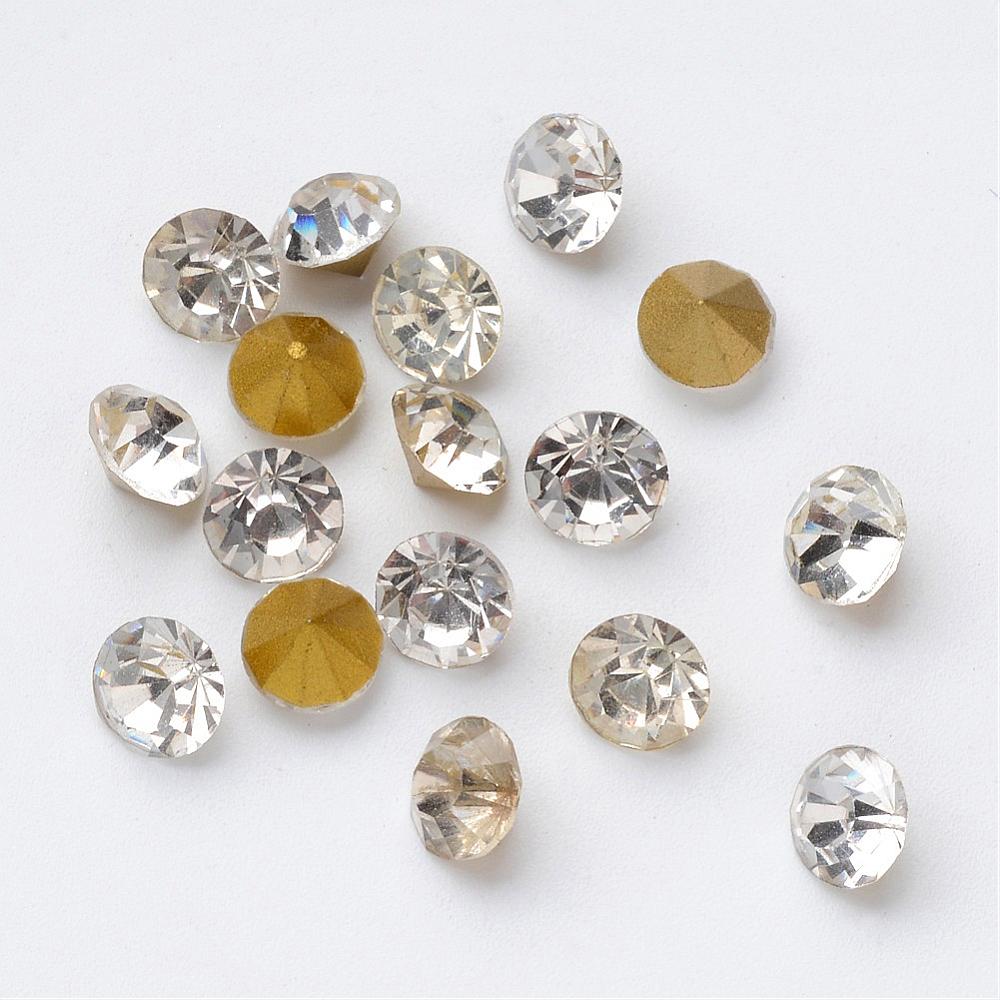 PandaHall Glass Rhinestone Cabochons, Diamond Shape, Faceted, Pointed Back & Back Plated, Crystal, 6x4mm, about 333pcs/bag Glass Rhinestone...