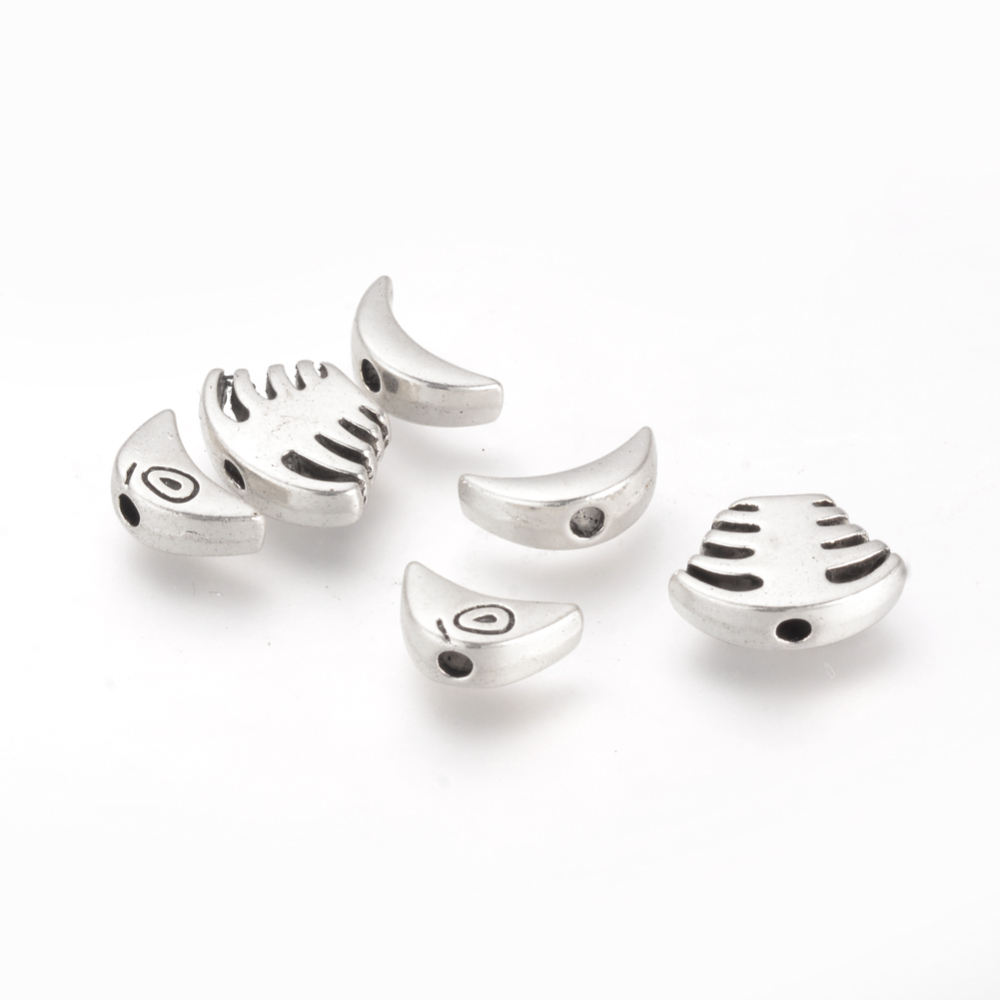 PandaHall Tibetan Style Alloy Combine Beads, Cadmium Free & Lead Free & Nickel Free, Worry Fish Beads, Antique Silver, 20x13.5x4mm, Hole...