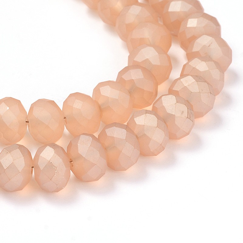 PandaHall Pearl Luster Plated Faceted Rondelle Glass Beads Strands, Frosted, SandyBrown, 10x8mm, Hole: 1.5mm; about 68pcs/strand, 19.2"...
