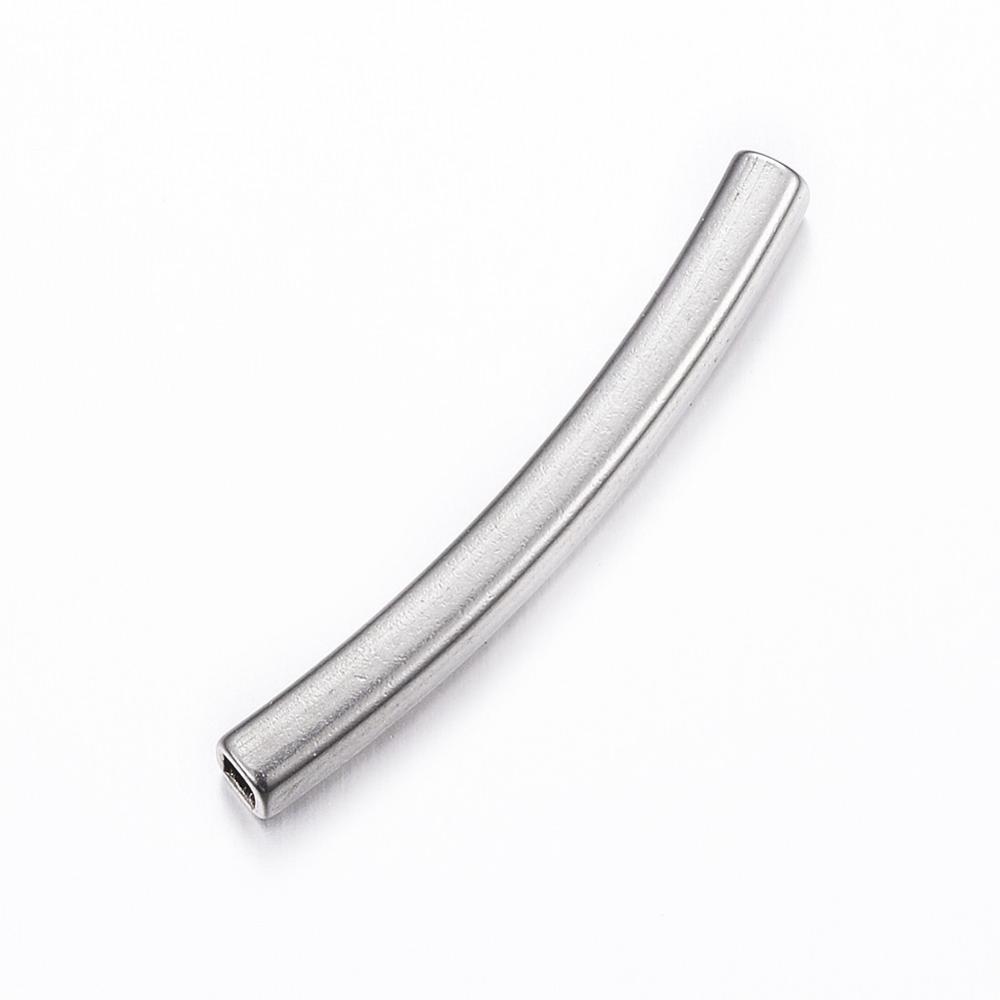 PandaHall 304 Stainless Steel Tube Beads, Square Hole, Stainless Steel Color, 30x3mm, Hole: 1.5mm Stainless Steel Tube