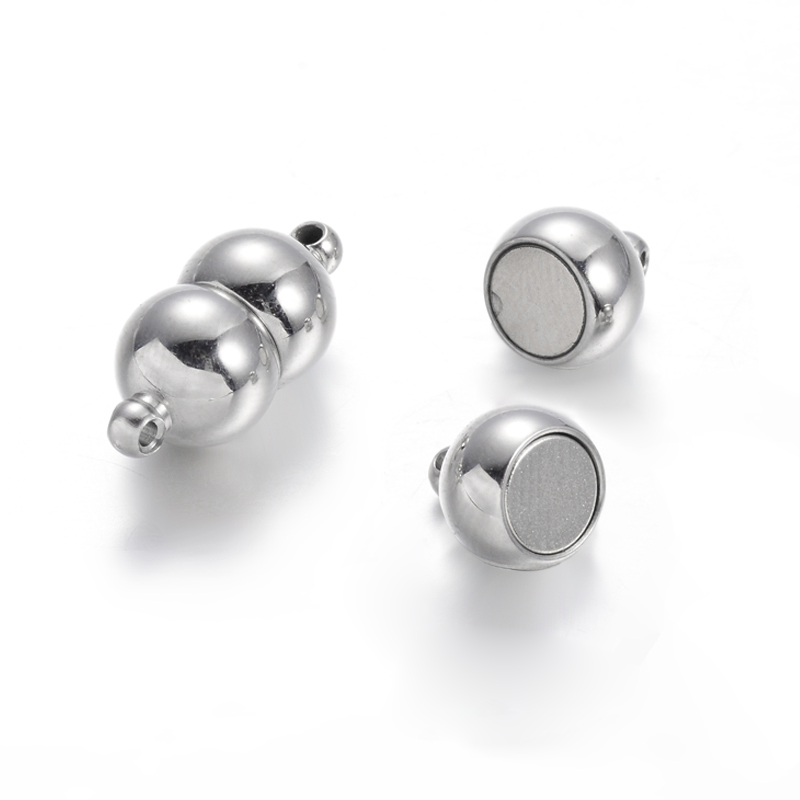 PandaHall 304 Stainless Steel Magnetic Clasps, Stainless Steel Color, 18x8mm, Hole: 1mm Stainless Steel Others