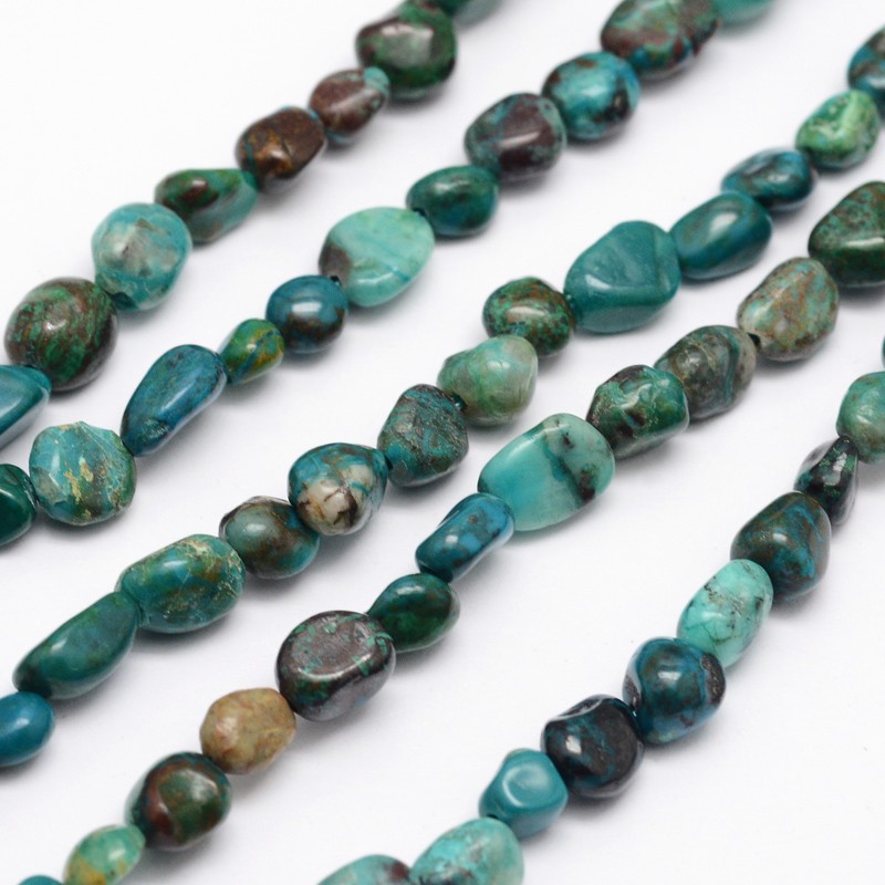 PandaHall Nuggets Natural Chrysocolla Beads Strands, 5~8x5~8mm, Hole: 1mm; about 15.5" Chrysocolla Nuggets