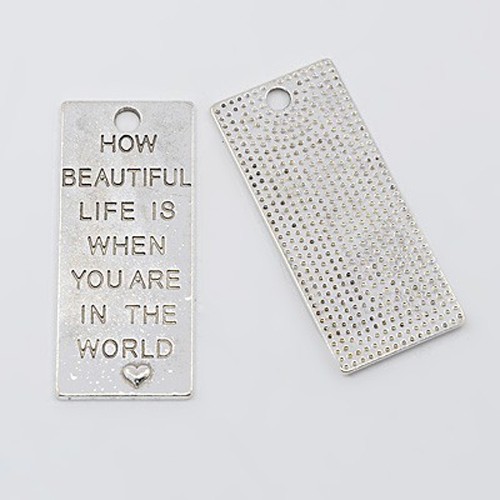 PandaHall Quote Pendants, Alloy Pendants, Dog Tags, Lead Free and Cadmium Free, Rectangle, Antique Silver Color, 53mm long, 22.5mm wide, 1mm...