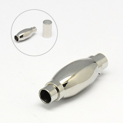 PandaHall 304 Stainless Steel Magnetic Clasps, Column with Twist, 21x7mm, Hole: 3mm Stainless Steel Column