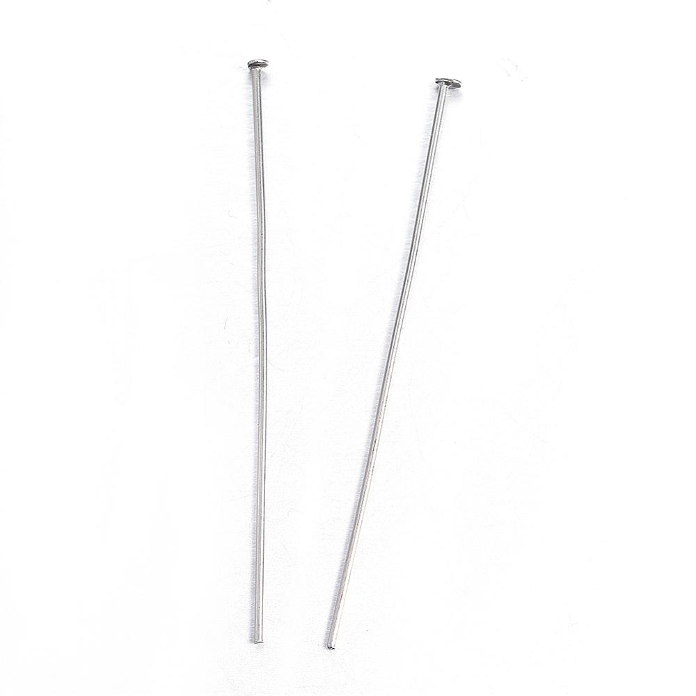 PandaHall 304 Stainless Steel Head pins, Stainless Steel Color, 45mm, Pin: 0.8mm; Head: 1.8mm Stainless Steel
