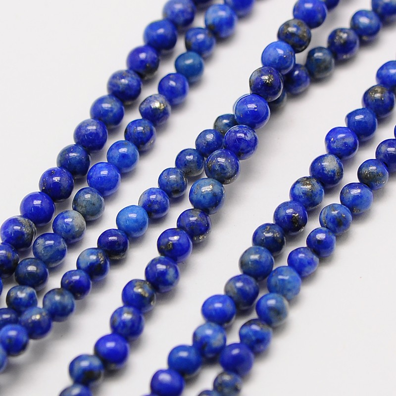 PandaHall Natural Gemstone Lapis Lazuli Round Beads Strands, Grade AB, 2mm, Hole: 0.8mm; about 184pcs/strand, 16" Lapis Lazuli Round