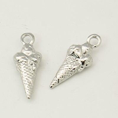 PandaHall Alloy Pendants, Ice Cream, Platinum, Nickel Free, 18.5x7x4mm, Hole: 2mm Alloy Food