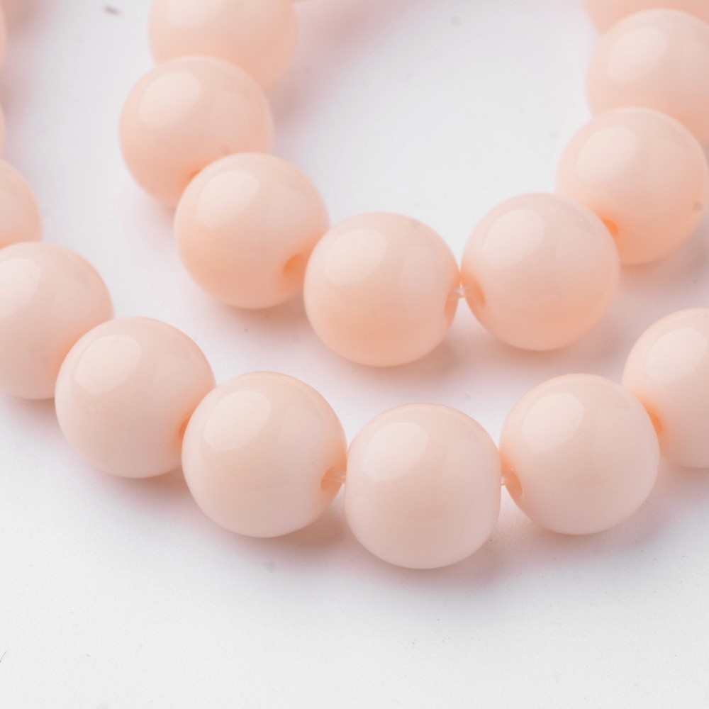 PandaHall Glass Beads Strands, Round, Dyed, NavajoWhite, 8mm, Hole: 1mm; about 36pcs/strand, 10.4" Glass Round Orange