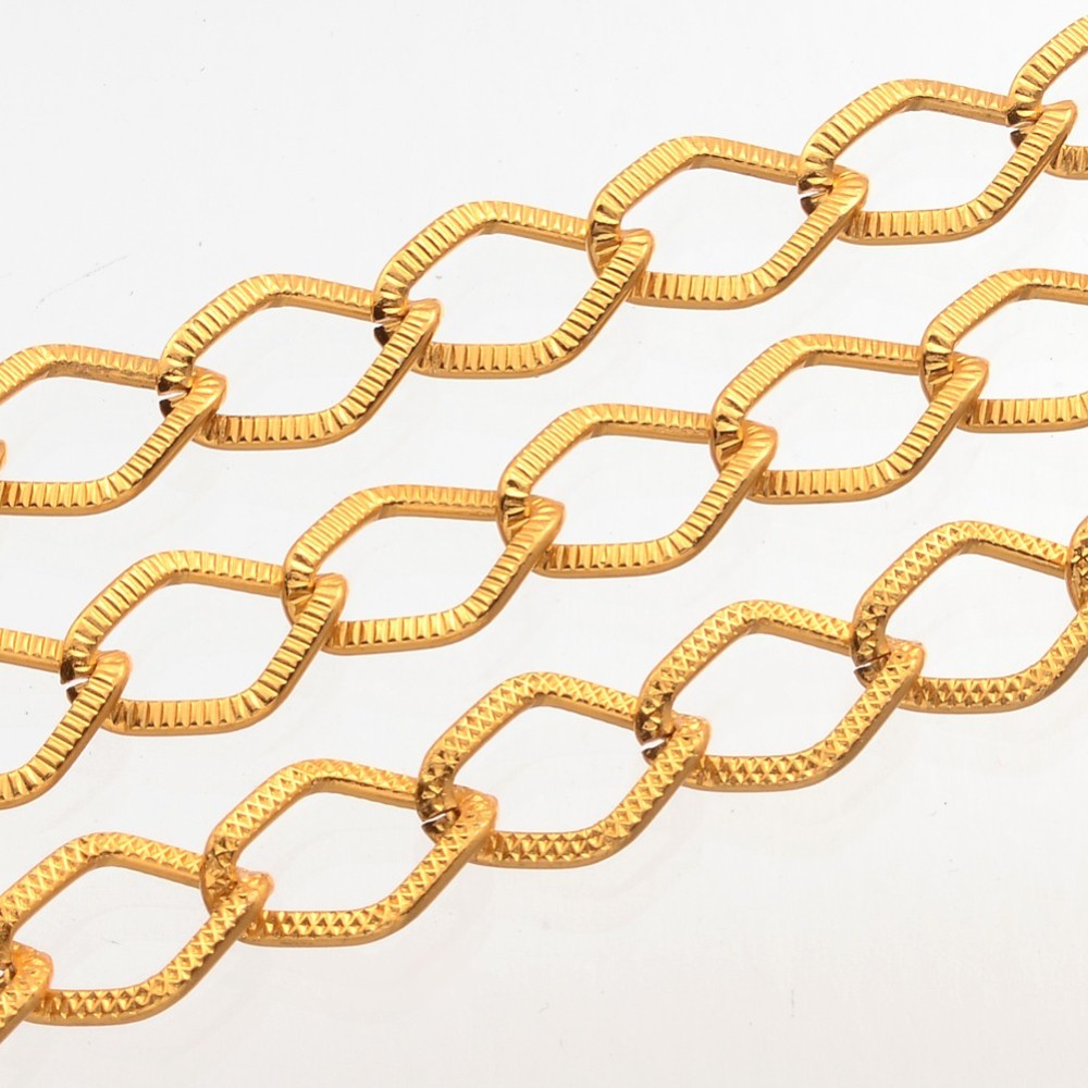 PandaHall Aluminium Twisted Chains Curb Chains, Golden, about 18mm long, 13mm wide, 1.5mm thick Aluminum Gold