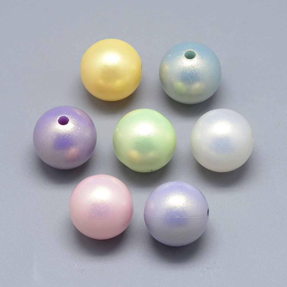 PandaHall Pearlized Acrylic Beads, Round, Mixed Color, 14mm, Hole: 2.5mm; about 330pcs/500g Acrylic Round Multicolor
