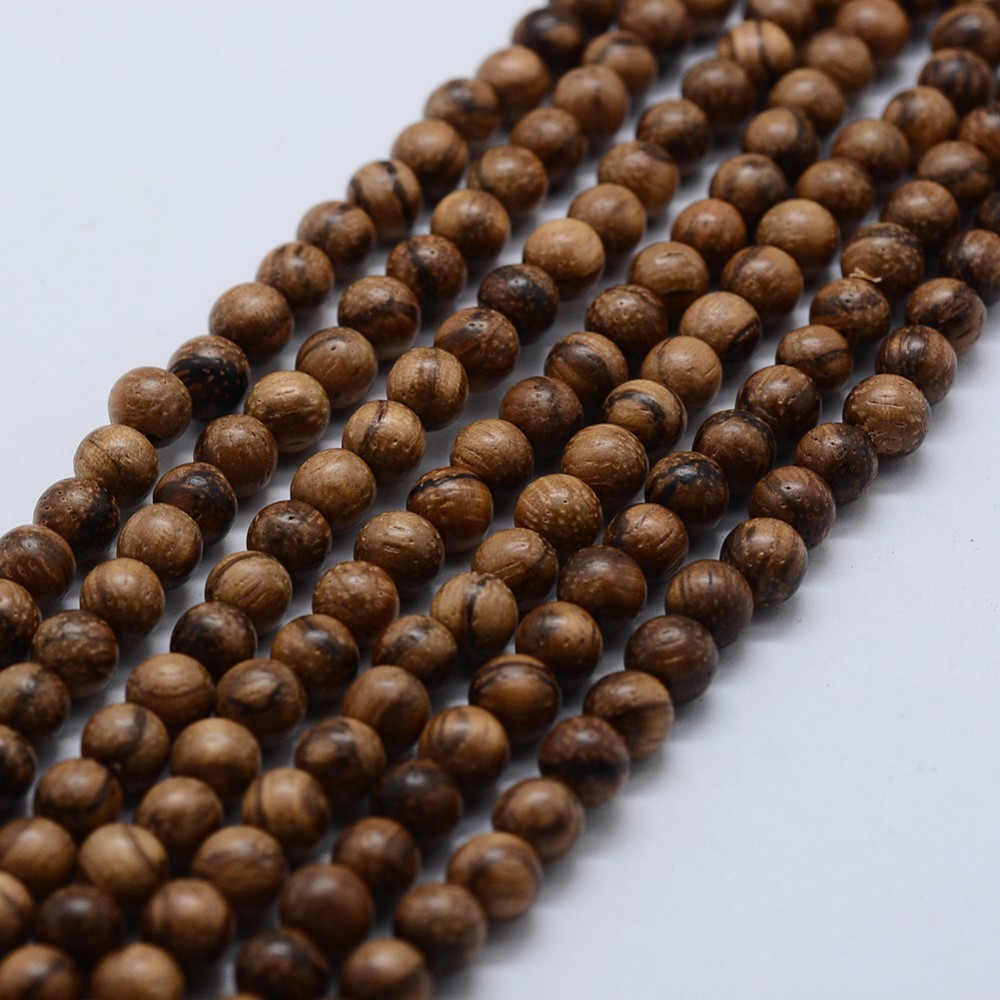 PandaHall Wood Beads Strands, Round, 6~6.5mm, Hole: 1.5mm; about 67pcs/strand, 14.4"(36.7cm) Wood Round