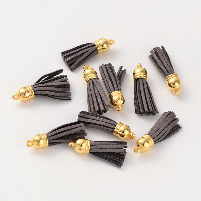 PandaHall Suede Tassels, with CCB Plastic Findings, Nice for DIY Earring or Cell Phone Straps Making, SlateGray, 38x10mm, Hole: 2mm Suede...