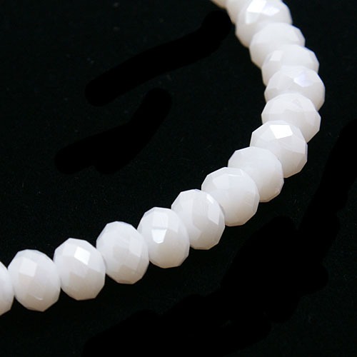 PandaHall Electroplate Glass Bead Strands, AB Color, Faceted, Rondelle, White, 6x4mm, Hole: 1mm; about 101pcs/strand, 18.5" Glass Rondelle...