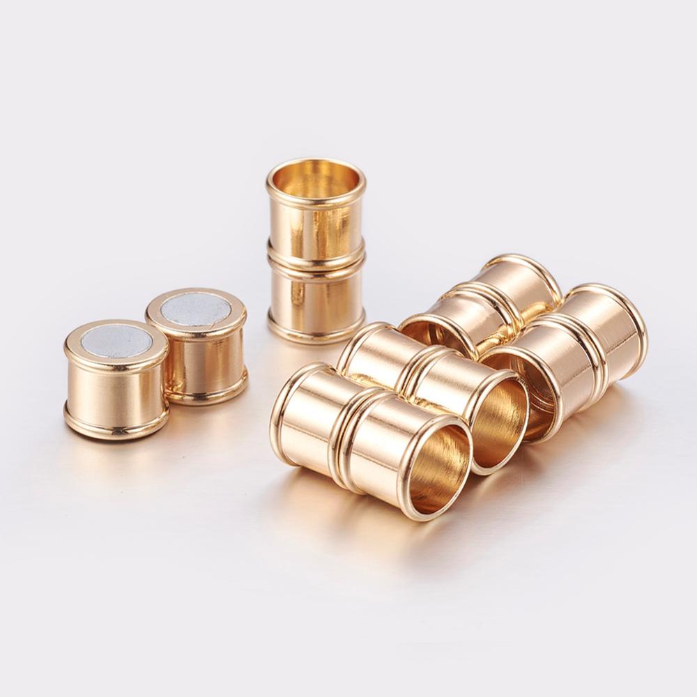 PandaHall Bamboo Brass Magnetic Clasps, Golden, 19x12mm, Hole: 10mm. Brass Column