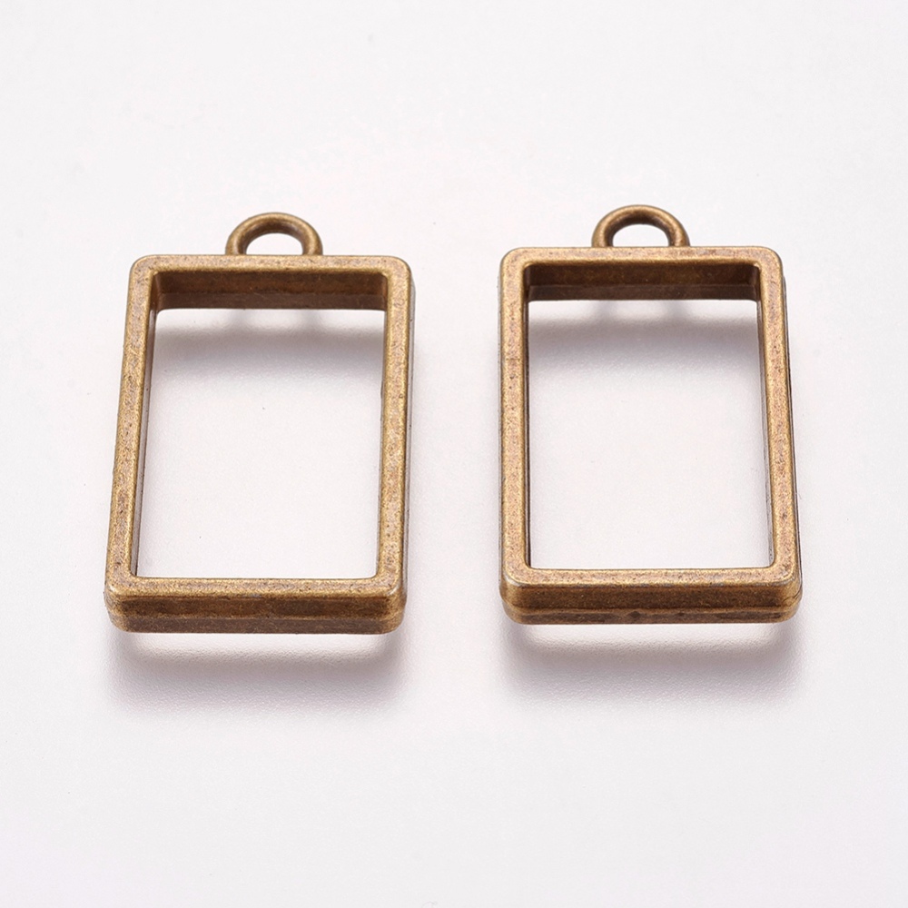 PandaHall Vintage Findings Tibetan Style Alloy Rectangle Frame Pendants for DIY Resin Pendants, Nickel Free, Antique Bronze, Rectangle...