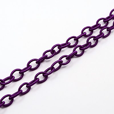 PandaHall Handmade Nylon Cable Chains Loop, Oval, DarkViolet, 10x8x2mm, about 85cm/strand, 33.5" Nylon Purple
