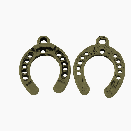 PandaHall Tibetan Style Horseshoe Pendants, Cadmium Free & Lead Free & Nickel Free, Antique Bronze, 30x22x2mm, Hole: 2mm Alloy Alphabet