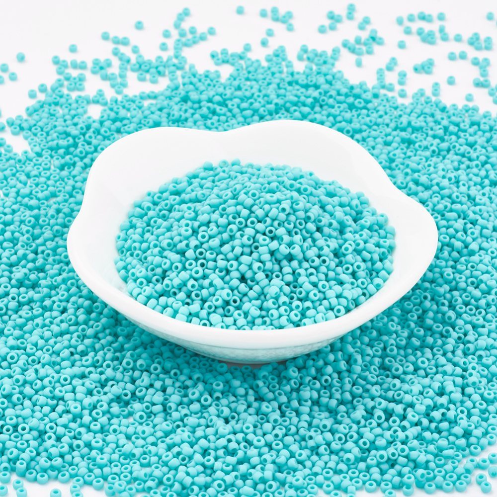 PandaHall TOHO&reg Japan Import Glass Round Seed Beads, 11/0 Matte Opaque, DarkTurquoise, 2x1.5mm, Hole: 0.5mm; about 933pcs/10g Glass Cyan