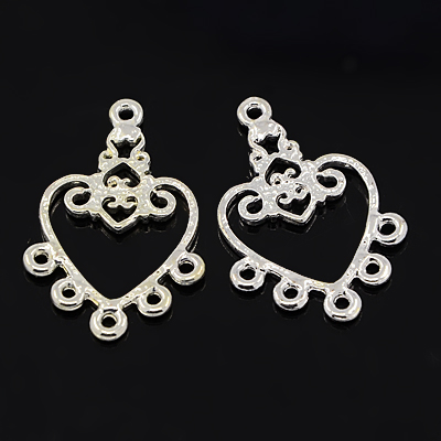 PandaHall Chandelier Components, Valentine Ornaments, Alloy, Silver Color, Lead Free, Nickel Free and Cadmium Free,  Heart, about 31mm long...