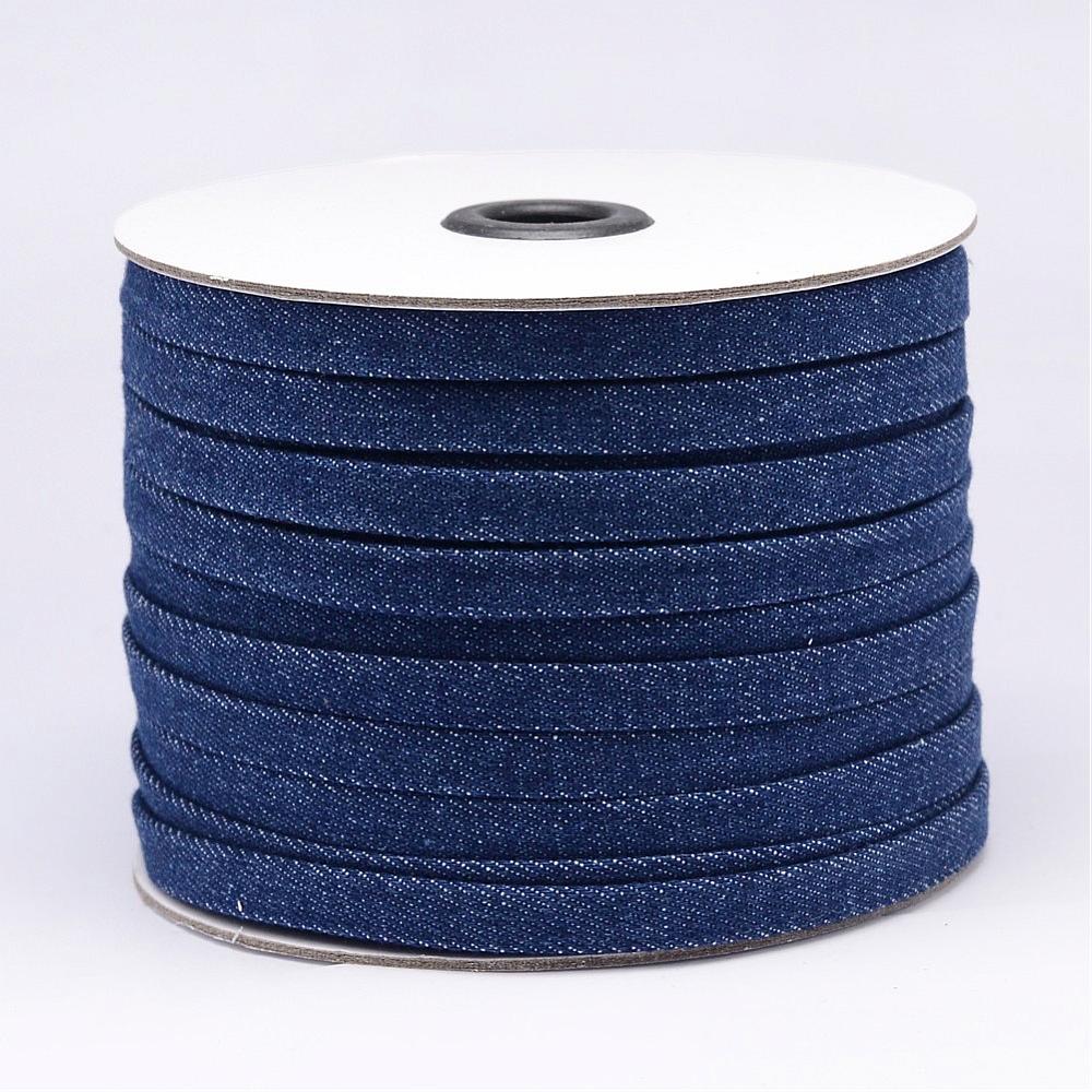 PandaHall Denim Cotton Cord, DarkBlue, 10x2mm; about 50yard/roll Cloth Blue